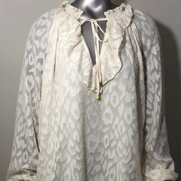 Michael Kors Tops - Michael Kors Women's Peasant Blouse Boho Size XL White Ruffled Collar